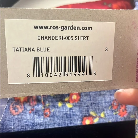 Blue and Red Floral Peplum Blouse with Long Sleeves - Picture 3 of 7